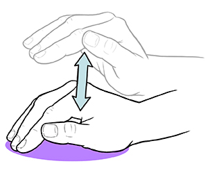 Mano ahuecada que muestra la posición correcta para la fisioterapia torácica.